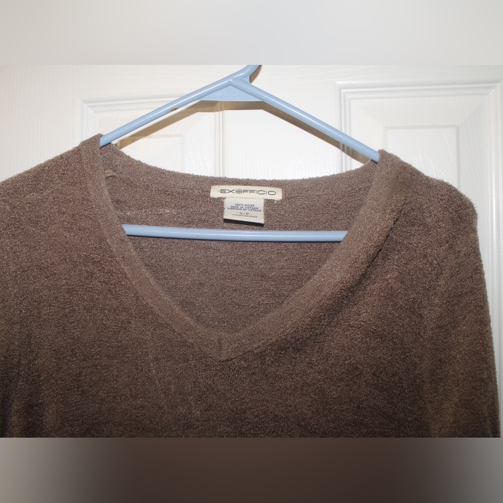 Exofficio Women's Small V-Neck Sweater in Rich Brown Vintage - Picture 2 of 7